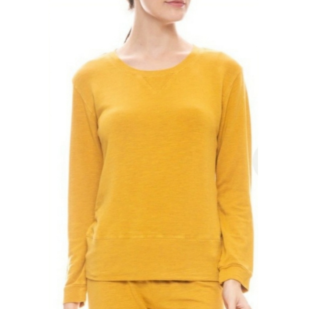 Monrow NWT Supersoft Fleece Boyfriend Sweatshirt Burnt Yellow